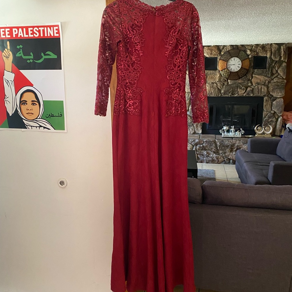 Tadashi Shoji Lace Maroon Snakeskin Dress